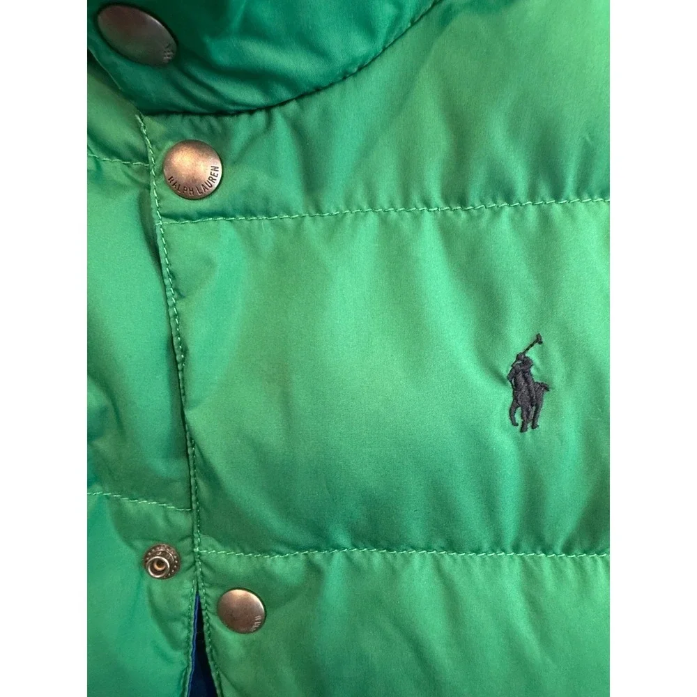 Polo Ralph Lauren Vest Youth Kids Blue Green Reversible Goose Down Puffer Size 6